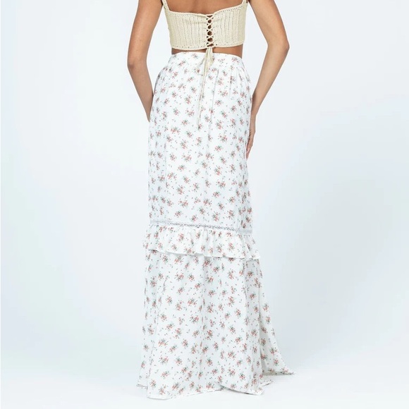 Princess Polly White Maxi Skirt with Pink Floral Print - Picture 2 of 4